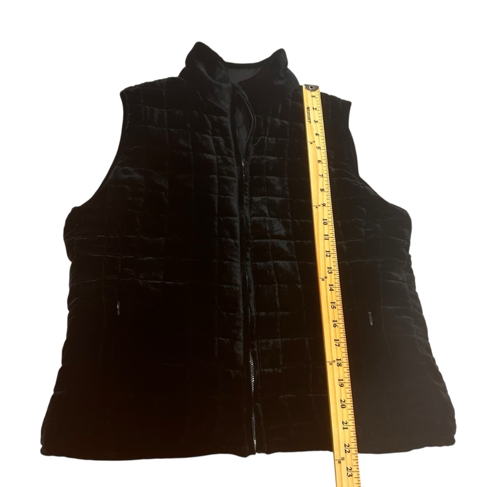 RALPH LAUREN Reversible black Velvet/Quilted Sateen Vest womens size large zip - Picture 5 of 16